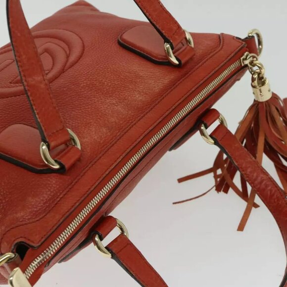 GUCCI Soho Hand Bag Leather 2way Orange - Picture 5 of 7